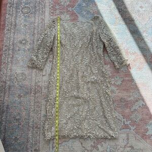 Calvin Klein Long Sleeve Lace Dress in Cream